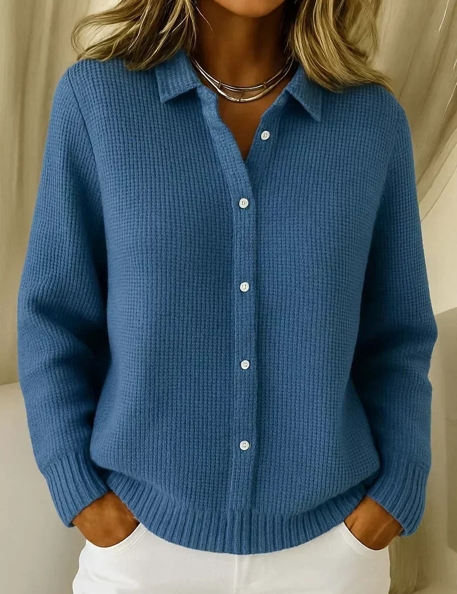Giacca a Maglia Strutturata con Bottoni in blu scuro - Rosaria di Amora Moda, foto 3