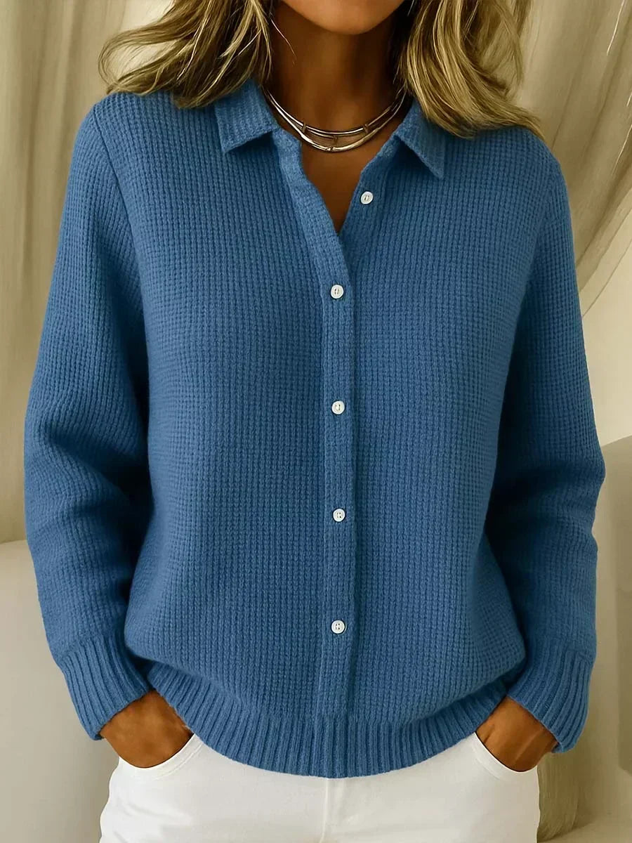 Giacca a Maglia Strutturata con Bottoni in blu scuro - Rosaria di Amora Moda, foto 3