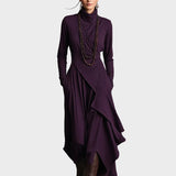 Abito Maxi Asimmetrico in Maglia con Collo Alto - Teresa di Amora Moda, foto 10