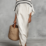Viola - Abito Maxi Minimalista in Lino con Spalle Scoperte