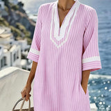 Beatrice | Abito Vintage a Righe con Scollo a V