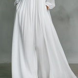 Marta - Abito Maxi in Lino con Dettagli Patchwork e Collo Alto