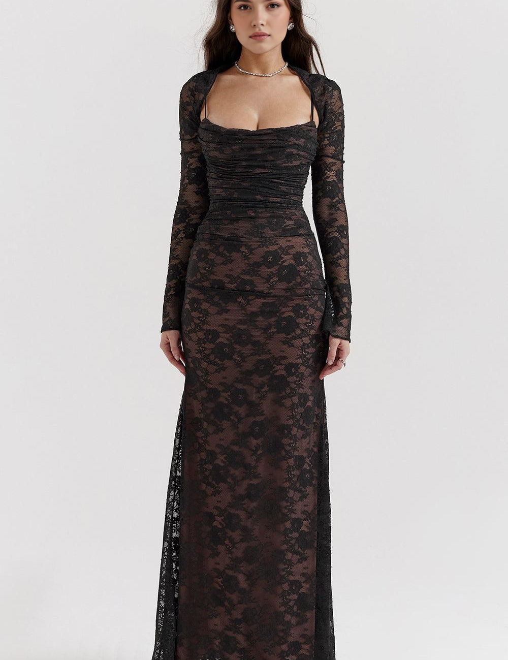 Celeste | Abito Maxi in Pizzo