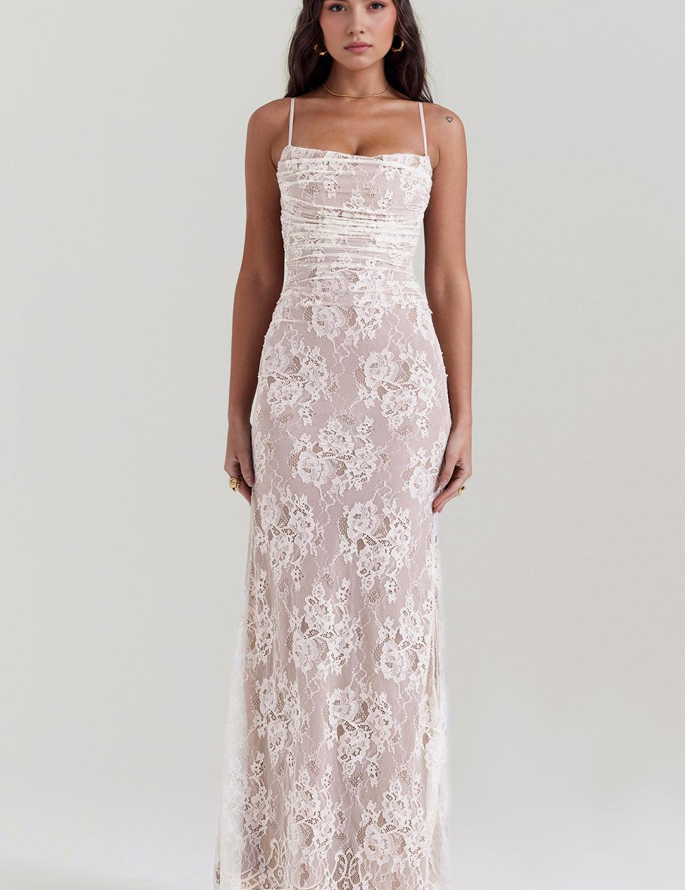 Celeste | Abito Maxi in Pizzo