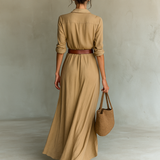 Federica - Abito Lungo con Revers e Maniche Lunghe