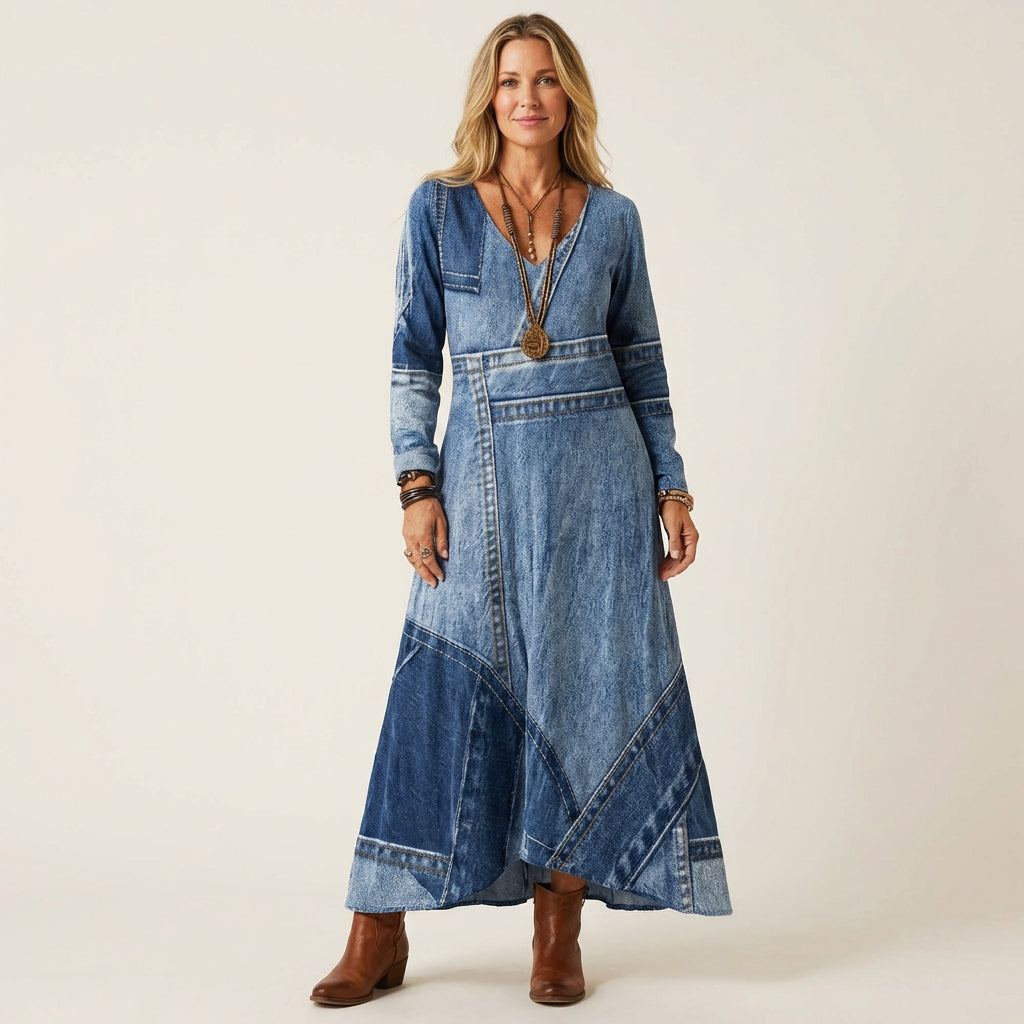 Abito Midi in Denim Vintage - Adriana di Amora Moda