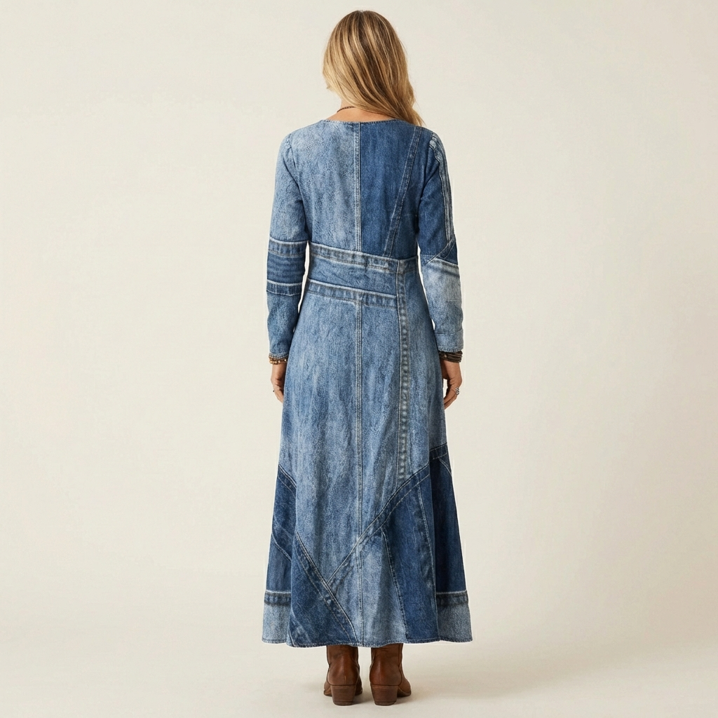 Abito Midi in Denim Vintage - Adriana di Amora Moda, foto 2