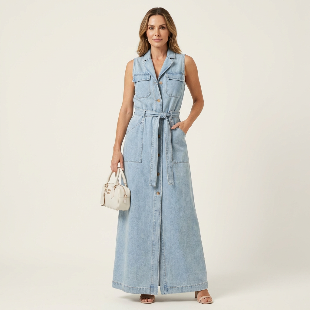 Abito Maxi in Denim - Giorgia di Amora Moda