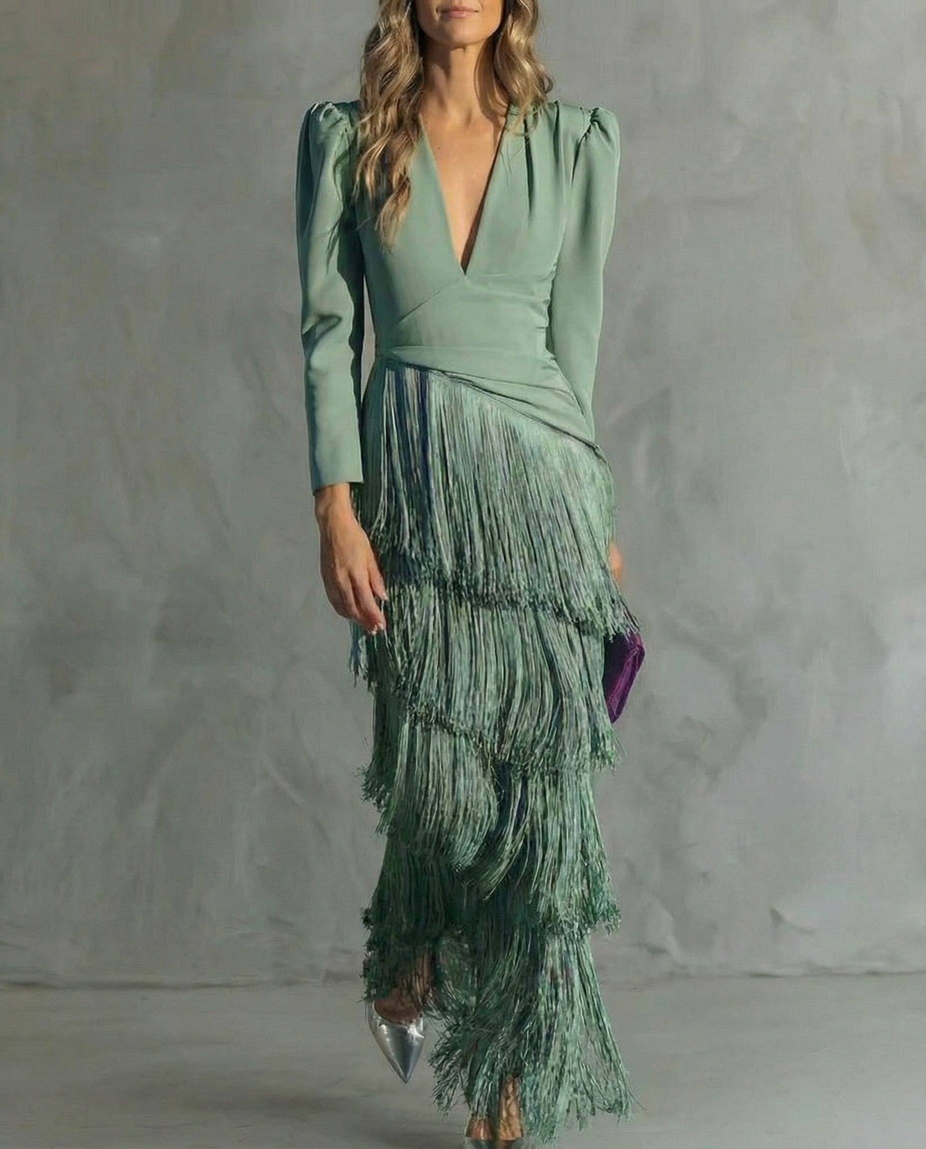 Abito Elegante con Maniche a Frange - Chiara di Amora Moda