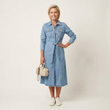 Abito Maxi in Denim a Maniche Lunghe - Mariella di Amora Moda