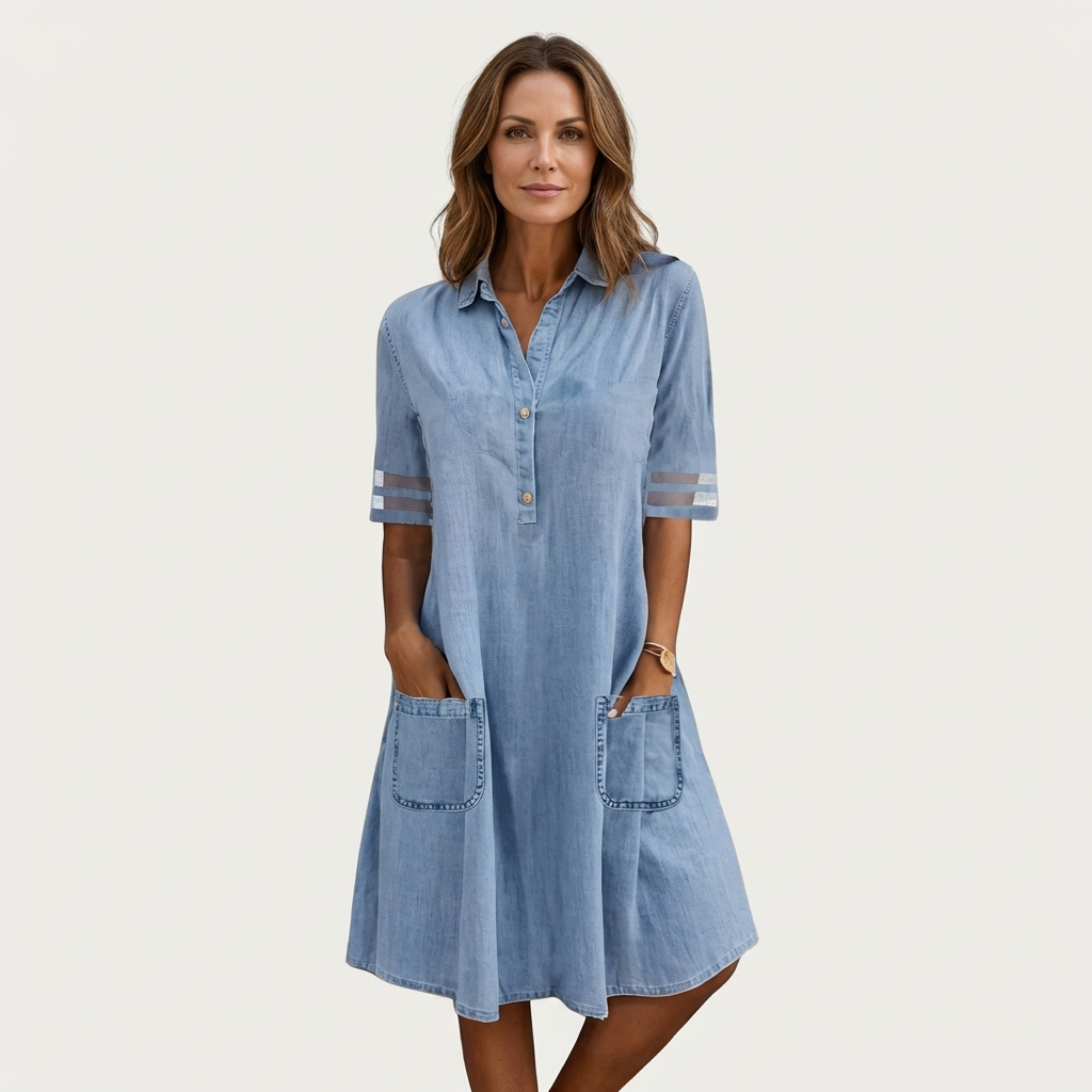 Abito Chemisier in Denim Slavato - Irene di Amora Moda