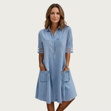 Abito Chemisier in Denim Slavato - Irene di Amora Moda