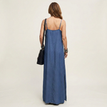 Abito Maxi in Denim con Spacco Laterale - Azzurra di Amora Moda, foto 2