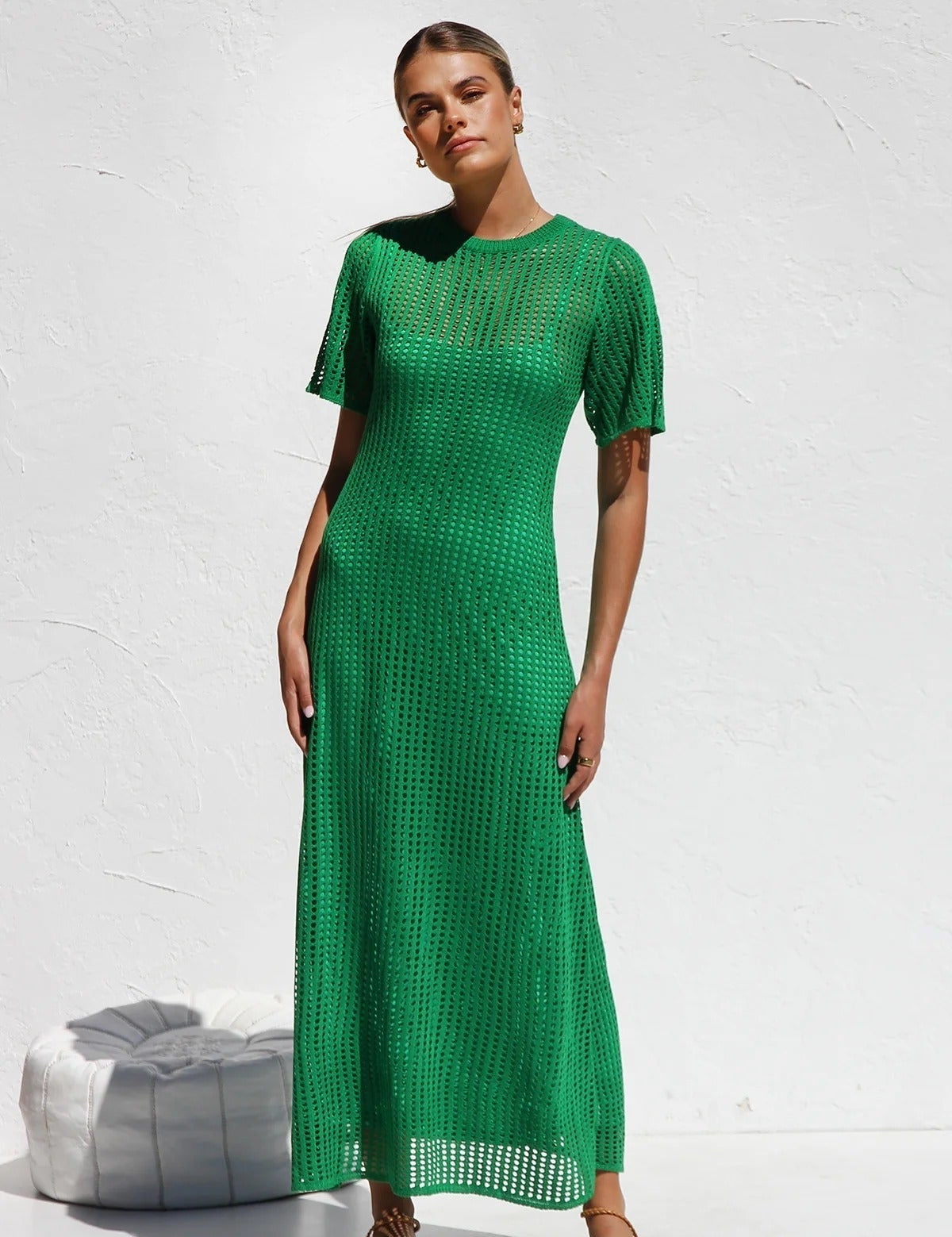 Maxi Abito Naturale in verde - Benedetta di Amora Moda, foto 32