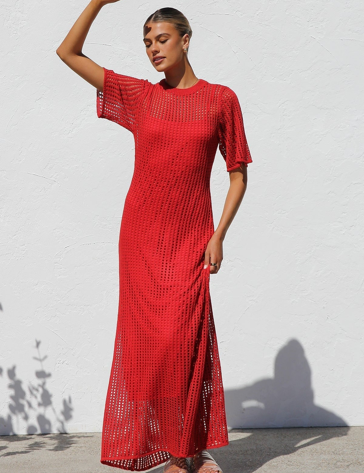 Maxi Abito Naturale in rosso - Benedetta di Amora Moda, foto 44