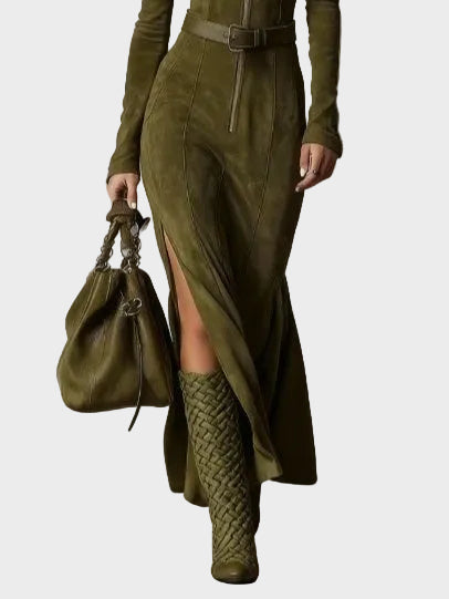 Abito Maxi Vintage con Zip e Cintura - Renata di Amora Moda