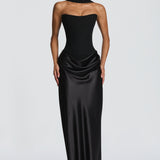 Maxi Abito Nero con Bustino - Lavinia di Amora Moda