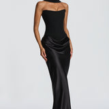 Maxi Abito Nero con Bustino - Lavinia di Amora Moda, foto 3