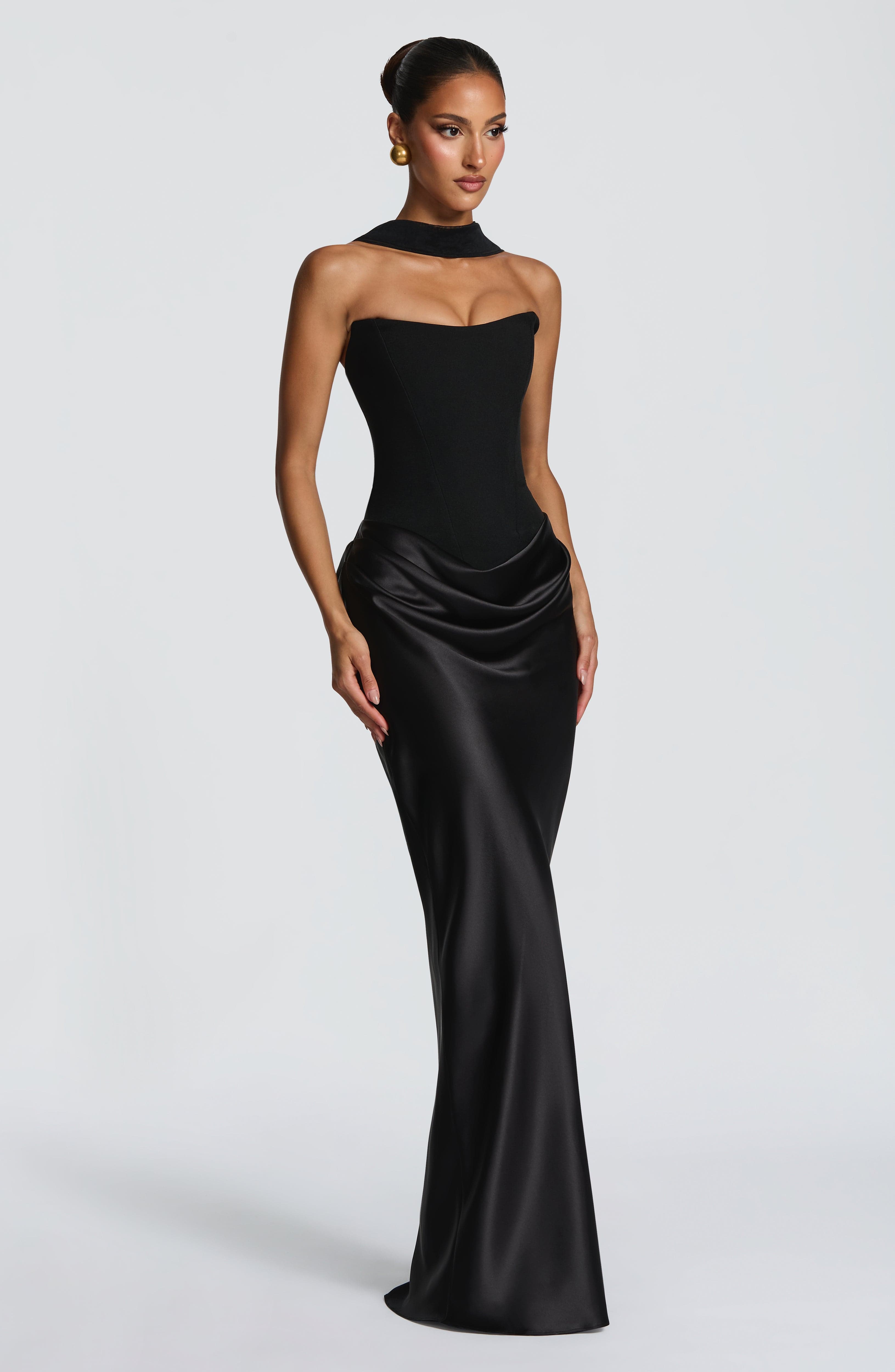 Maxi Abito Nero con Bustino - Lavinia di Amora Moda, foto 3