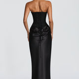 Maxi Abito Nero con Bustino - Lavinia di Amora Moda, foto 2