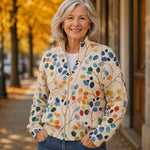 Cardigan con Motivo di Foglie Colorate - Fiamma di Amora Moda, foto 3