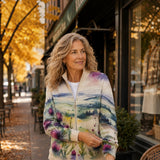 Cardigan con Motivo di Cardo e Paesaggio - Benedetta di Amora Moda, foto 3