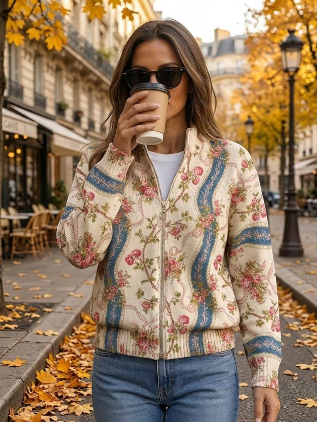 Cardigan con Motivo di Rose Rampicanti - Gioia di Amora Moda, foto 2