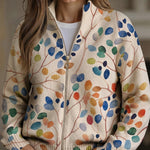 Cardigan con Motivo di Foglie Colorate - Fiamma di Amora Moda