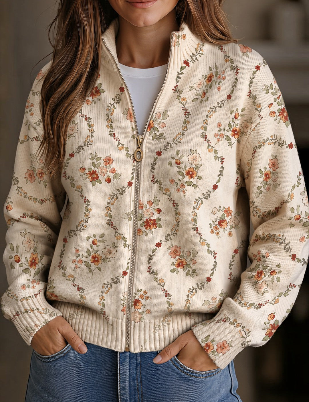 Cardigan con Delicate Trame Floreali - Eliana di Amora Moda