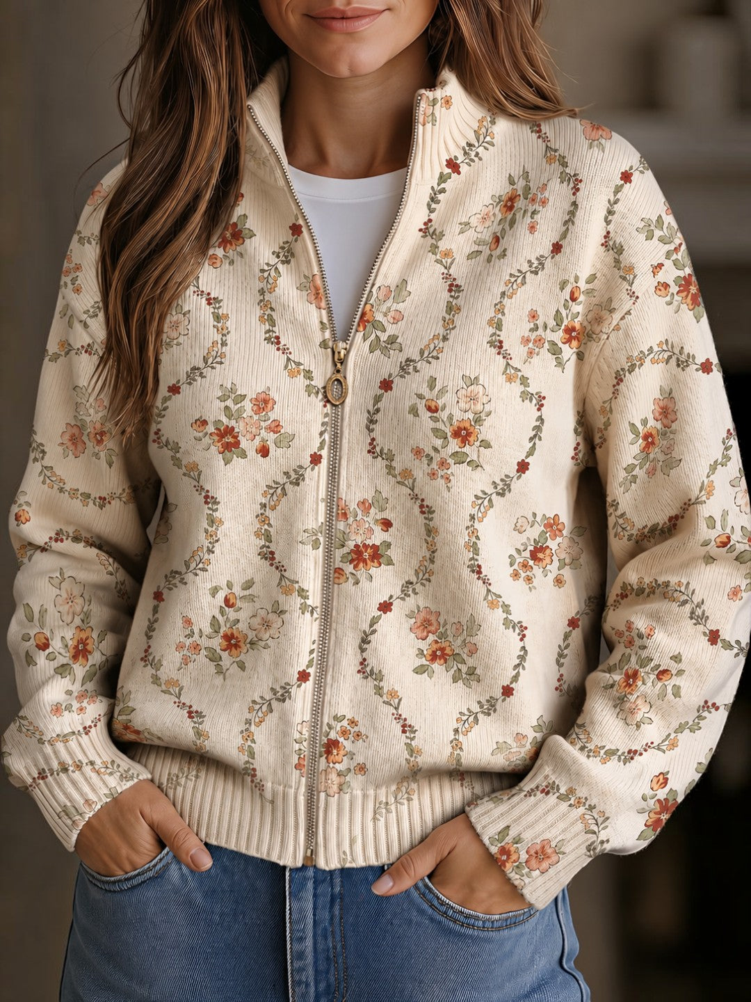 Cardigan con Delicate Trame Floreali - Eliana di Amora Moda