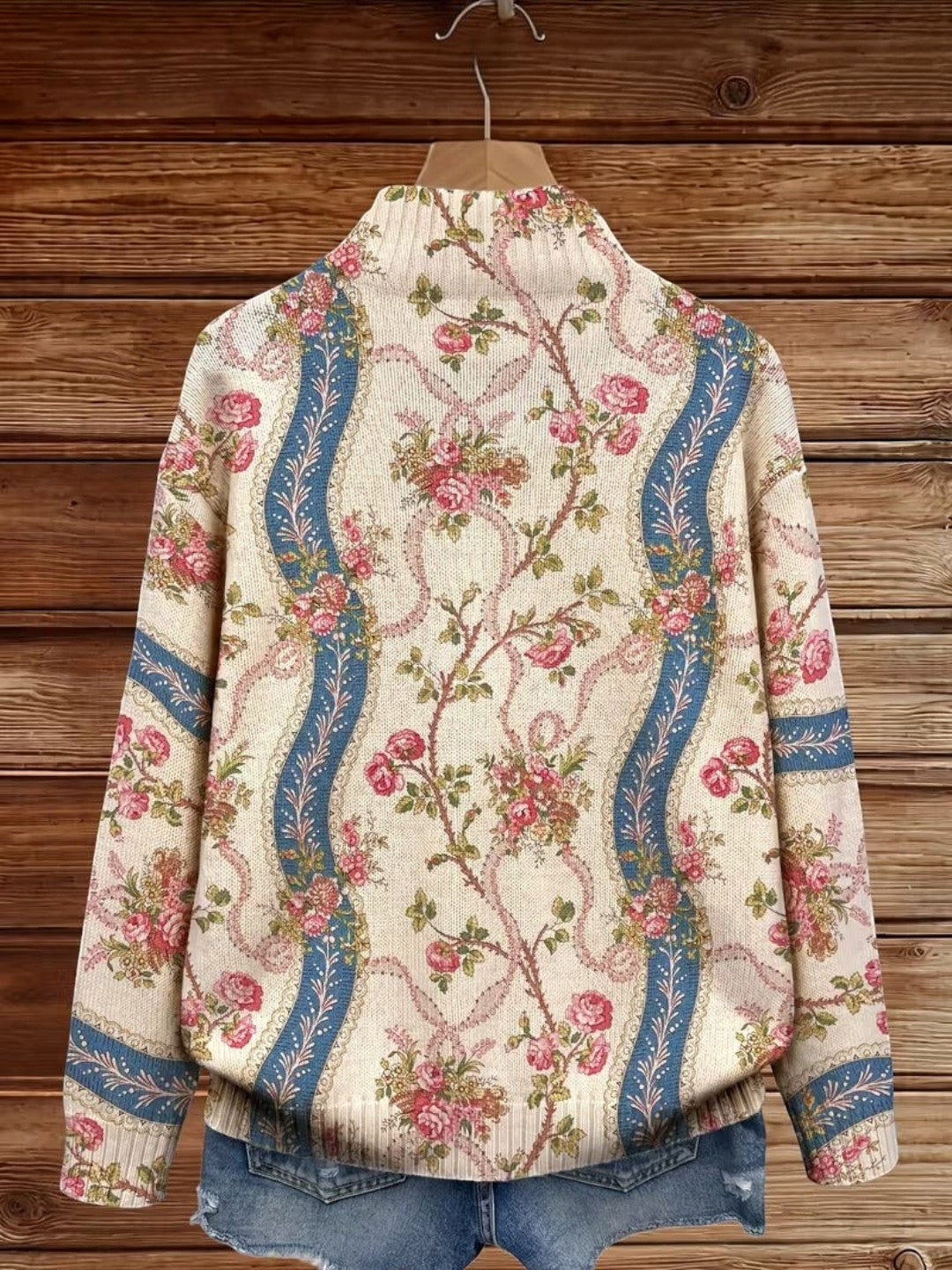 Cardigan con Motivo di Rose Rampicanti - Gioia di Amora Moda, foto 4