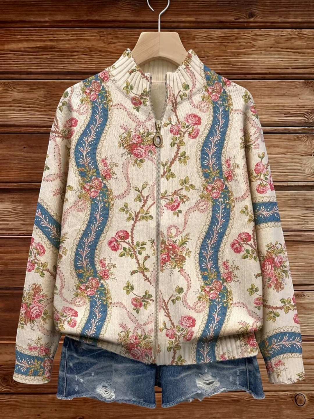 Cardigan con Motivo di Rose Rampicanti - Gioia di Amora Moda, foto 3