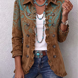 Giacca con Volant a Stampa Paisley in marrone - Grazia di Amora Moda