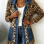Giacca Lunga con Inserto in Denim Leopardato - Nora di Amora Moda