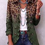 Blazer con Volant e Stampa Leopardata Sfumata in verde - Emma di Amora Moda, foto 7