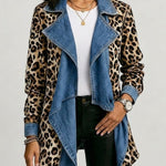 Giacca a Media Lunghezza Leopardata con Inserti in Denim Lavato - Vittoria di Amora Moda