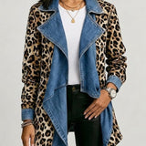 Giacca a Media Lunghezza Leopardata con Inserti in Denim Lavato - Vittoria di Amora Moda