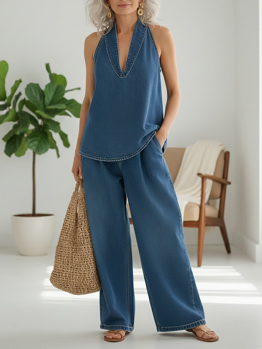 Completo Coordinato in Denim Lavato - Ambra di Amora Moda, foto 2