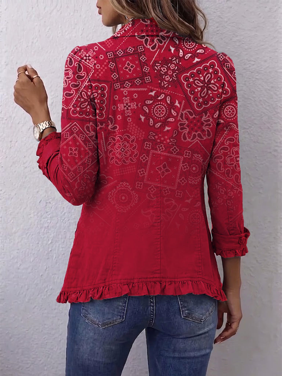 Giacca con Volant e Stampa Paisley Sfumata - Rosalba di Amora Moda, foto 2