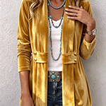 Giacca Aperta con Bottoni Vintage e Maniche Lunghe in oro - Emilia di Amora Moda, foto 5