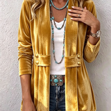 Giacca Aperta con Bottoni Vintage e Maniche Lunghe in oro - Emilia di Amora Moda, foto 5
