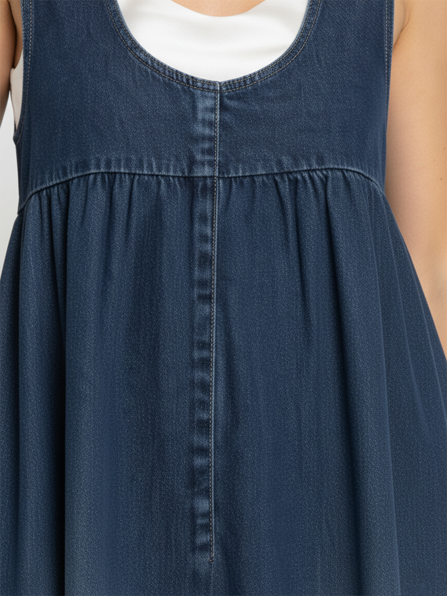 Abito Lungo in Denim Lavato in Morbido Cotone - Carla di Amora Moda, foto 3