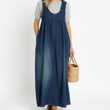 Abito Lungo in Denim Lavato in Morbido Cotone - Carla di Amora Moda