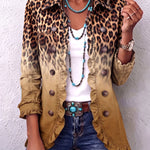 Blazer con Volant e Stampa Leopardata Sfumata in ocra - Emma di Amora Moda, foto 6